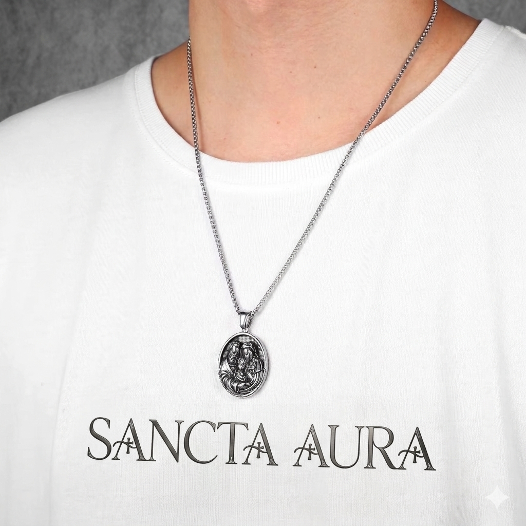 Colgante Sagrada Familia en Acero Inoxidable - Protección y Unión