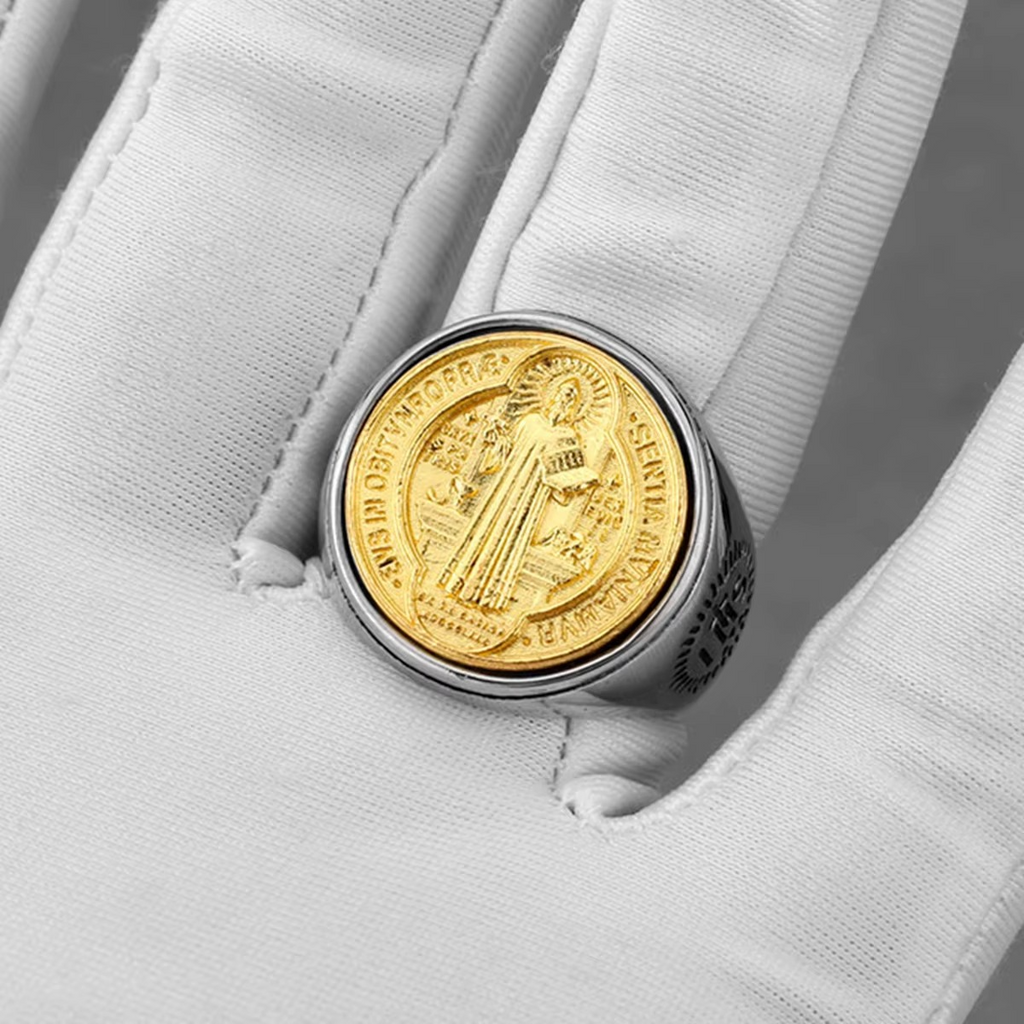 Anillo San Benito de Acero Inoxidable - Protección y Fe