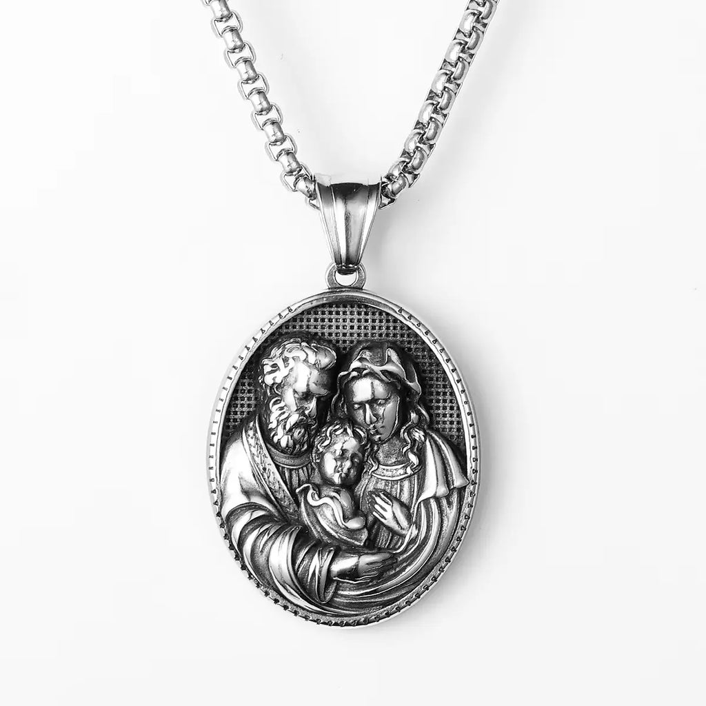 Colgante Sagrada Familia en Acero Inoxidable - Protección y Unión