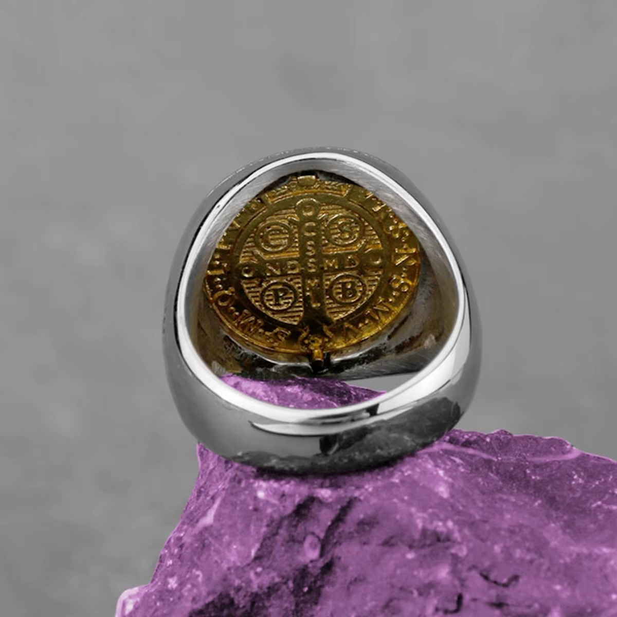 Anillo San Benito de Acero Inoxidable - Protección y Fe